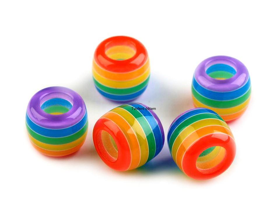Korálky s proužkem s velkým průvlekem / plavkové 10x12 mm