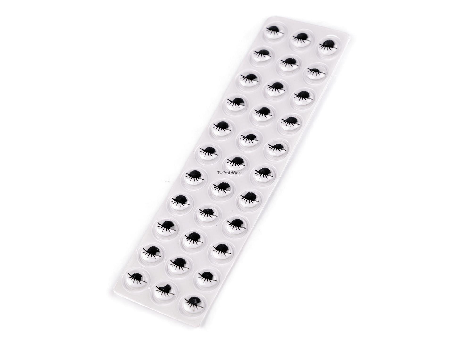 Oči s pohyblivými řasami Ø10 a 12 mm samolepicí