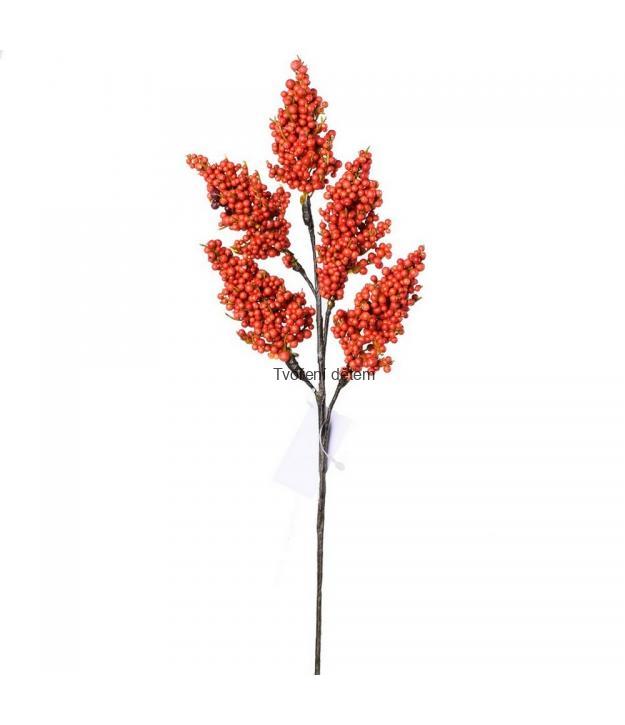 Větvička podzimní - tmavě oranžové bobule, 36 cm