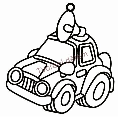Sklíčko závěsné se zlatou konturou cca 8 cm, auto