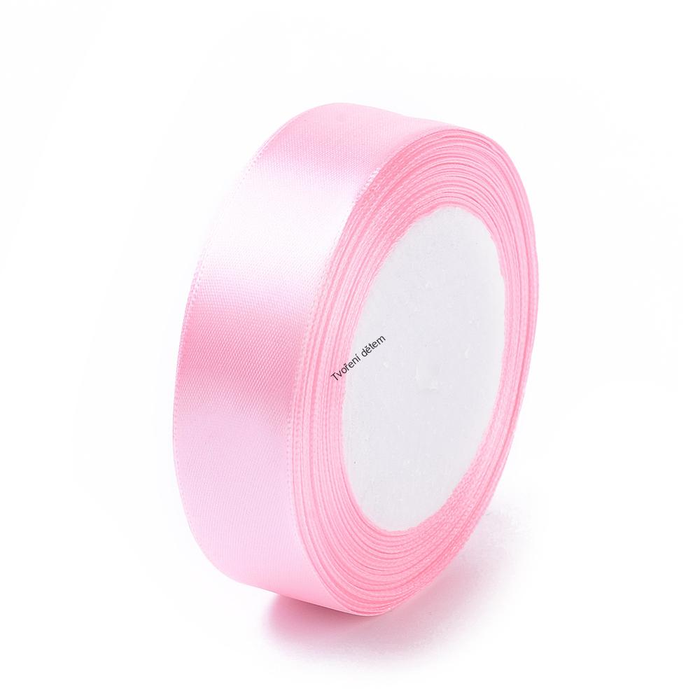 Saténová stuha – růžová, šíře 25 mm, návin 22,5 m