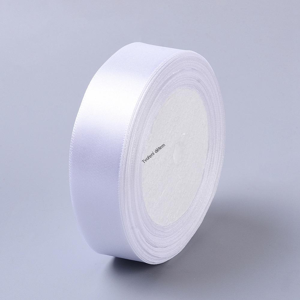 Saténová stuha – bílá, šíře 25 mm, návin 22,5 m