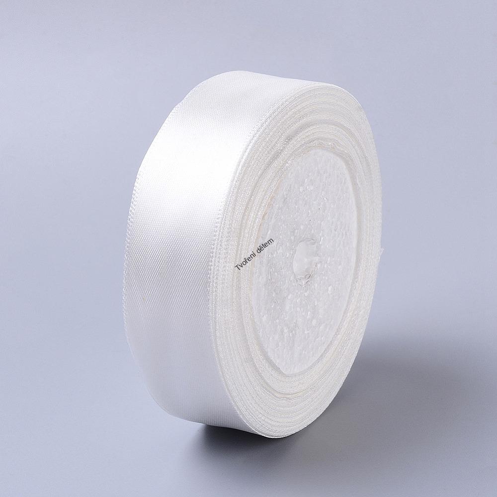 Saténová stuha – mléčně bílá, 25 mm, 22,5 m