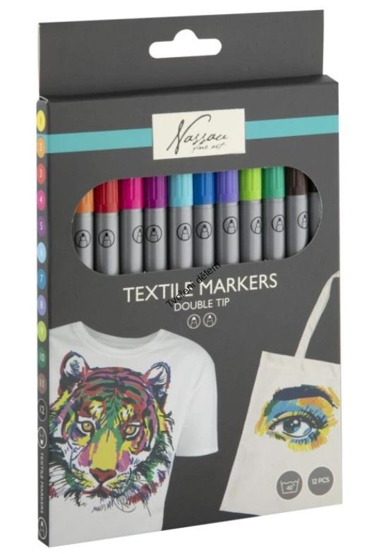 Fixy na textil, oboustranné, 12 barev